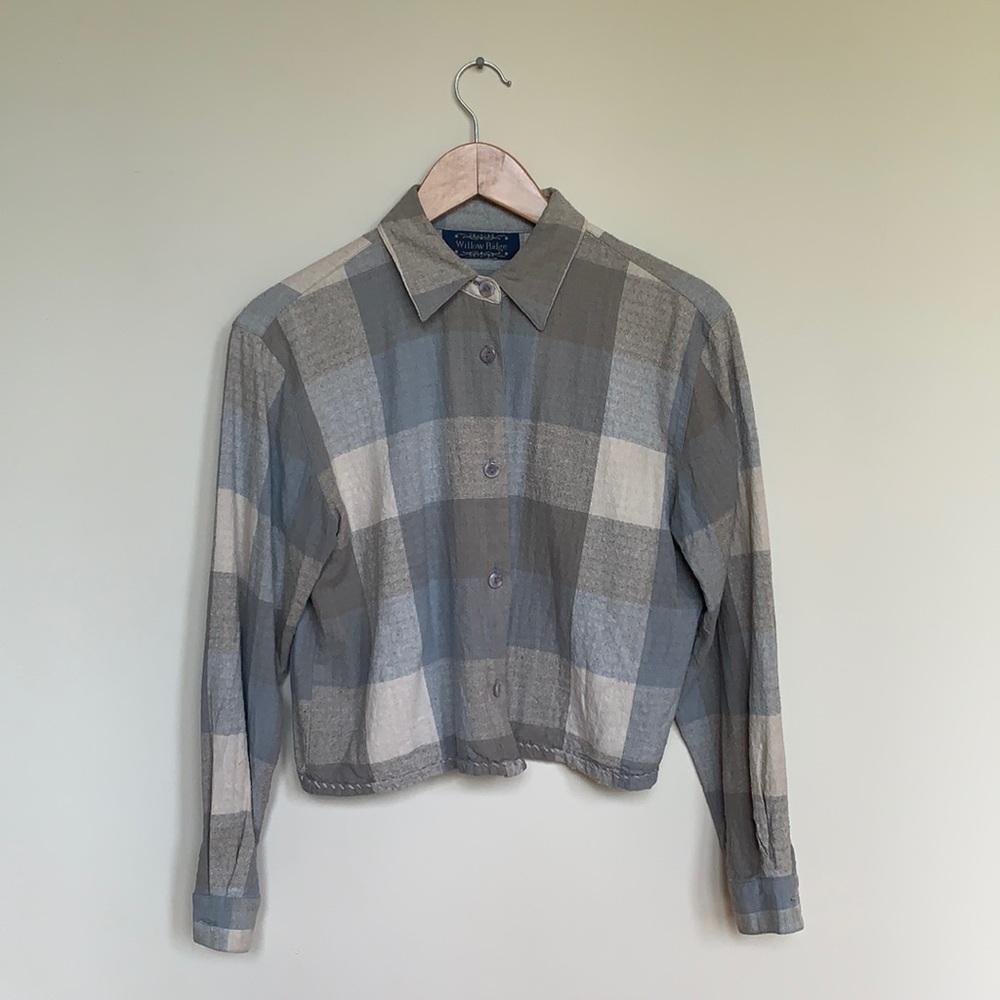 Nubby silk cropped shirt